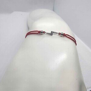 Sterling Silver 925 Lightening Bolt Design With Red String Bracelet